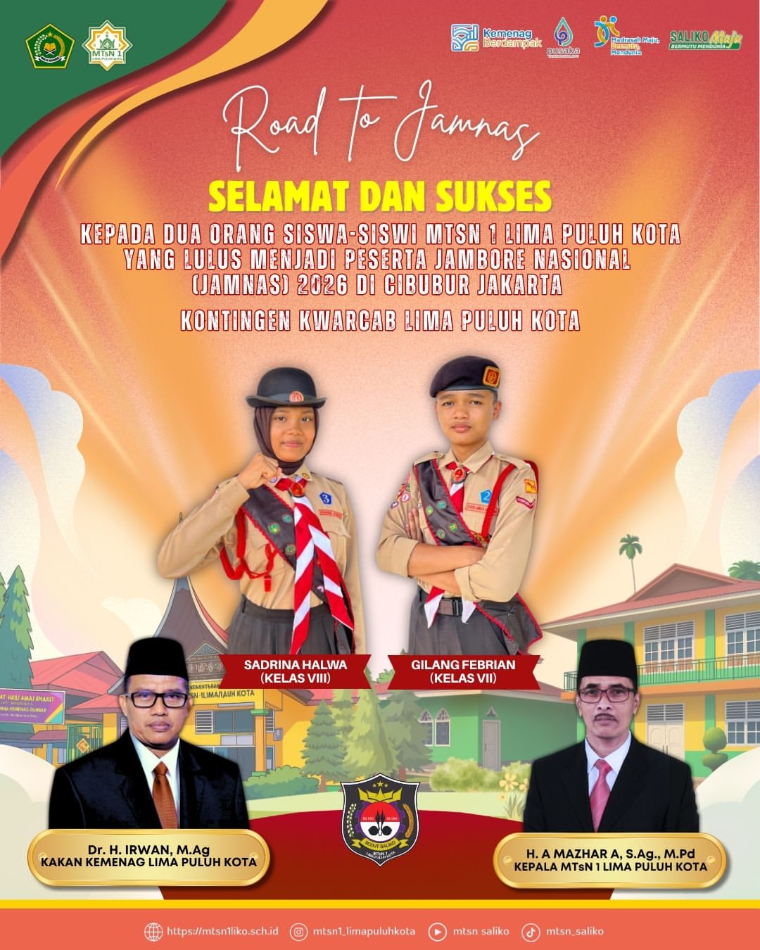 Dua Siswa MTsN 1 Lima Puluh Kota Lolos ke Jambore Nasional XII Tahun 2026